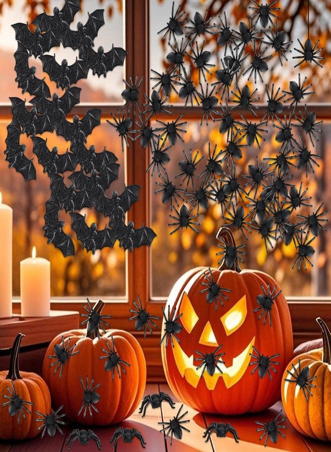 Junware Halloween Miniatures, 200 Pcs Plastic Bats and Fake Spiders for Home Decorations Creepy Scary Prank Mini Halloween Figurines - Image 4